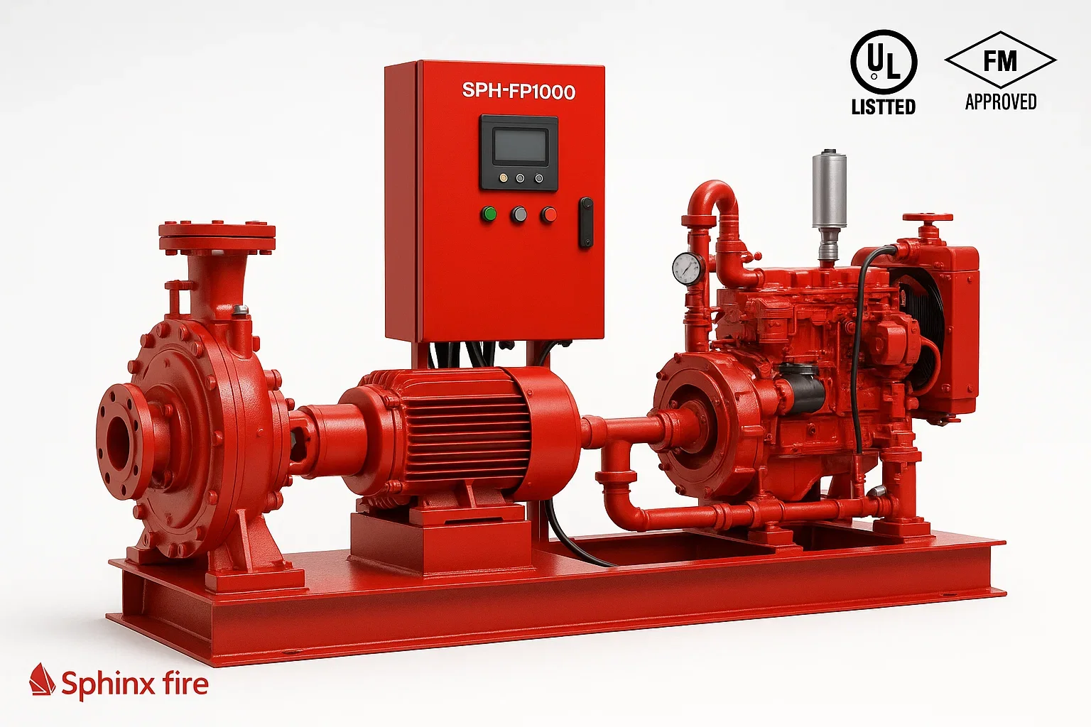 مجموعة طلمبات حريق معتمدة UL/FM طراز SPH-FP1000